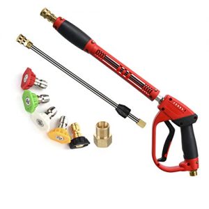 Tool Daily Deluxe High Pressure Washer Gun, with Replacement Wand Extension, 5 Nozzle Tips, M22 Fitting, 40 Inch, 5000 PSI