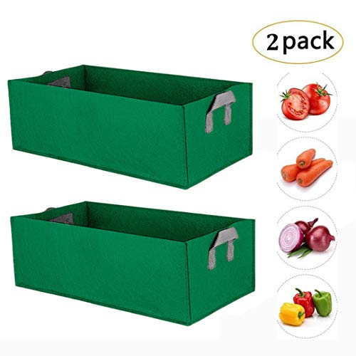 10 Gallon Grow Bags, Premium Thichkened Non-Woven Fabric Containers, Planter Bags for Potato Carrot Onion Taro Radish Peanut,2 Pack (Dark Green)