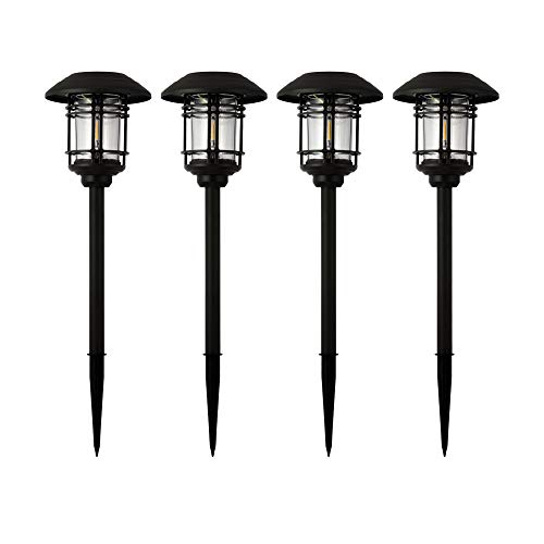 Azirier Solar Pathway Lights Landscape Lights Stainless Steel Outdoor Bright Warm White Solar Powered LED Garden Lights for Lawn, Patio, Yard,4Pack