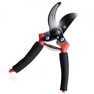 Extra Comfortable Professional Pruning Shears 8 inch with Extra Sharp Blade and Easy To Hold Ergonomic Handles For Man & Women. High Quality Steel Blade Pruning Shears with Safety Jaws Lock.