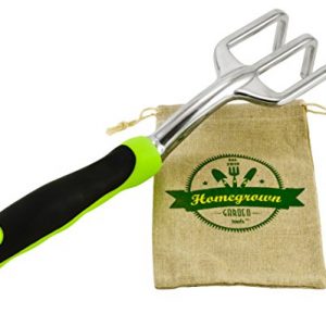 Garden Cultivator & Soil Tiller with Ergonomic Handle; Hand Rake and Garden Claw Best for Weed Removal; Includes Burlap Sack - Great Gift for Gardener