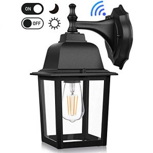 Dusk to Dawn Sensor Outdoor Wall Lanterns, Exterior Wall Sconce Fixture with E26 Base LED Bulb, Wall Mount Lights Anti-Rust Waterproof Matte Black Wall Lamp with Clear Glass Shade for Garage Doorway