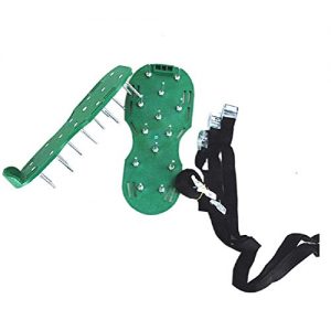 Driak 1 Pair Green Lawn Sod Aerator Spike Sandals Shoes practical Garden Tools shoes with 3 Straps and Buckles