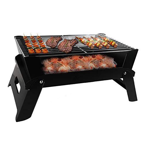 JiaDa BBQ Grill Portable,NewStyle Charcoal Barbecue Grill Smoker Grill for Outdoor Cooking Camping Hiking Party-Black (Big-2)