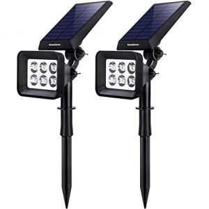 InnoGear Solar Lights Outdoor, 6 LED Solar Landscape Spotlights 2-in-1 IP65 Waterproof Auto On/Off Outdoor Lights Decorative Wall Light for Yard Garden Driveway Pathway Pool, Pack of 2 (White)
