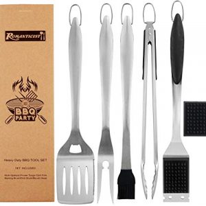 ROMANTICIST 6pc Heavy Duty Grill Accessories for Top Chef - Professional Grill Tools Set & Basic BBQ Tools for Backyard Restaurant Outdoor Kitchen - Deluxe Grill Gift for Dad on Father’s Day Birthday