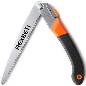 REXBETI Folding Saw, Heavy Duty Extra Long 11 Inch Blade Hand Saw for Wood Camping, Dry Wood Pruning Saw with Hard Teeth, Quality SK-5 Steel