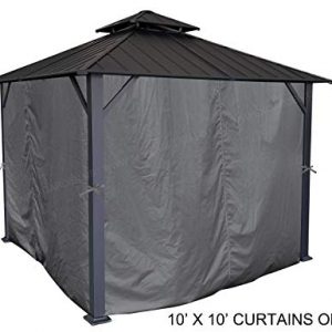 APEX GARDEN Universal Privacy Curtain Set for 10' x 10' Gazebo (10-ft x 10-ft, Charcoal)