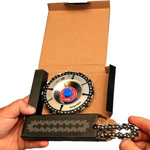 Grinder Wood Carving Chain Disc - Chainsaw Wheel with Extra Chain in Set, Anti-Kickback Double Saw Teeth Shaper, Cutting, Shaping Chain Blade, 4 Inch 22 Teeth 5/8" Arbor Circular Chainsaw Attachment