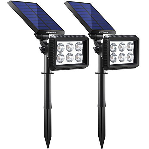 URPOWER Solar Lights Outdoor, Upgraded 2 Modes Solar Lights 2-in-1 Waterproof Solar Spotlight Auto On/Off Solar Wall Lights Pathway Lights Landscape Lighting for Yard Garden Pool- Cool White (2 Pack)