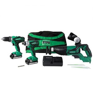 Metabo HPT KC18DG4LS 18V Cordless 4-Tool Combo Kit, Hammer Drill, Impact Driver, Reciprocating Saw, LED Flashlight, and two 18V Lithium Ion Compact 1.5Ah batteries, Lifetime Tool Warranty