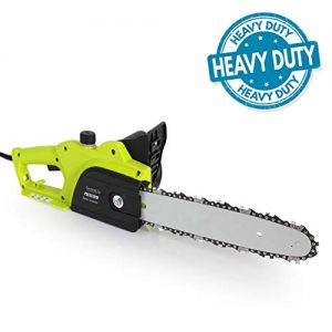 8 Amp Electric Corded Chainsaw - High Power Handheld Tree Pruner Trimmer Electrical Saw w/ 10ft Cord, 12 Inch Alloy Steel Cutting Blade, Oil Container- SereneLife PSLTLL1516, Black
