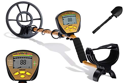 NALANDA 18 kHz Metal Detector with 5 Detection Modes, Outdoor Gold Digger Handheld Metal Finder with Adjustable Sensitivity Waterproof Search Coil LCD Display (Included Foldable Shovel)