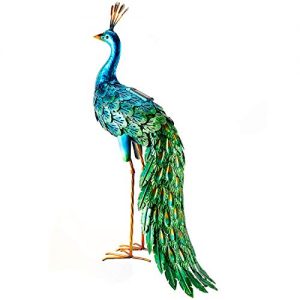 chisheen Statues Outdoor Metal Art Peacock Solar Lights for Lawn Backyard Living Room Party Wedding Decoration