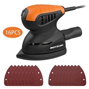 Mouse Detail Sander, Meterk 13500RPM Sander Wall Putty Polishing Machines Sander with 16PCS Sandpapers Dust Collection Port for Tight Spaces Sanding in Home Decoration and DIY Working