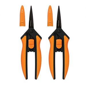 Fiskars 399241-1002 Micro-Tip Pruning Snips, Non-Stick Blades 2 Pack Orange