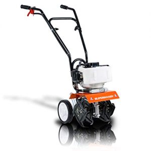 SuprHandy Mini Tiller Cultivator Super Duty 3HP 52cc 2 Stroke Gas Motor 4 Premium Steel Adjustable Forward Rotating Tines for Garden & Lawn, Digging, Weed Removal & Soil Cultivation EPA/CARB Certified