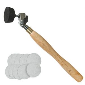 2" Diameter Bowl Sander with Foam Hook & Loop Pad and 9” Long Hardwood Handle, Ideal for Wood Turners for Bowls, Large Goblets, Platters, Some Spindles and Concave Shapes