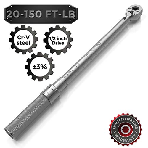 Olsa Tools Click Torque Wrench, 1/2-Inch Drive (20-150 ft-lb Torque Range) | Premium Precision Ratcheting Adjustable Torque Wrench | ±3% Torque Accuracy Clockwise and Counter-Clockwise