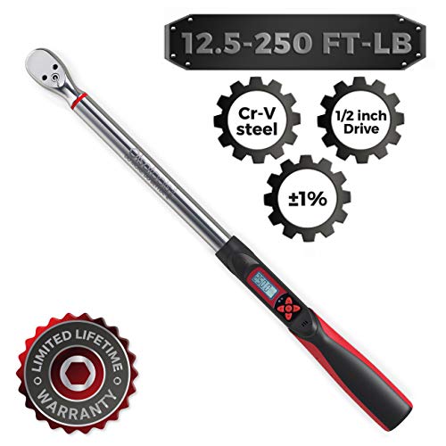 Olsa Tools Digital Torque Wrench, 1/2-Inch Drive (12.5-250 ft-lb Torque Range) | ±1% CW and ±2% CCW Torque Accuracy | Premium Ratcheting Adjustable Torque Wrench | Professional-Grade 1/2-Inch Drive