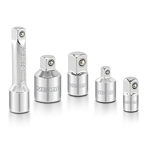 Neiko 30201A Socket Adapter and Drive Reducer Set, 5 Piece | Premium Cr-V Steel with Mirror Chrome Finish