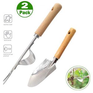 XJunion 2 Piece Garden Tool Set,Stainless Manual Weed Puller Bend-Proof, Includes Hand Weeder Tool and Transplant Trowel,Premium Gardening Tool,Garden Gifts