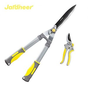 Jardineer 2Pcs Professional Hedge Clippers, 23.6'' Heavy Duty Hedge Shears & 8.3'' Cut Easy Hand Pruners, Manual Bush Trimmers with Sharp Blades Ergonomic Handle