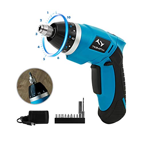 Electric Screwdriver Tilswall Mini Cordless Screwdriver Rechargeable 2000mAh 3.6V 4N.m Battery 10+1 Torque Adjustments with Extra Bits Set for Home DIY and Fit for Ladies, Newbies and Experienced