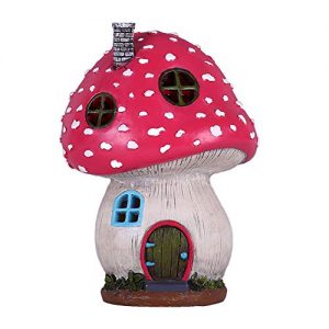 TERESA'S COLLECTIONS Mushroom Fairy Garden House Statue Accessories with Solar Light,Fairy Garden Cottage Figurines Sculptures for Outdoor Decoration (Resin)