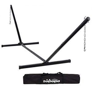 Zupapa Hammock Stand Fit for 12-15 Feet Hammock, 2 Person Heavy Duty 550 LBS Capacity with 2 Steel Chains 1 Carry Bag, Outdoor Indoor Use Steel Hammock Frame