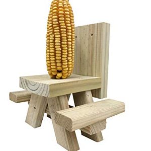 Squirrel Feeder Picnic Table Hand Made in USA by Local Craftsmen– Premium Treated Wood – Just Add a Corn Cob and Enjoy