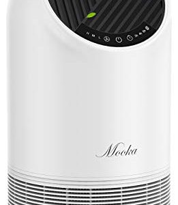 MOOKA True HEPA Air Purifier for Large Room Up to 323ft², 360° Deep Purification, Ozone Free Air Cleaner for Allergies, Pets, Smokers, Mold, Odor Eliminator for Bedroom Office, Filter Reminder & Timer