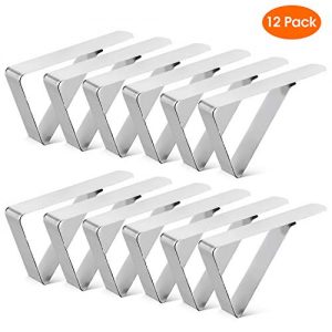 12Pack Tablecloth Clips, Picnic Table Clip, Outdoor Indoor Table Cover Clamps, Stainless Steel Table Cloth Holders for Party, Camping, Wedding