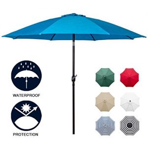 Sunnyglade 9' Patio Umbrella Outdoor Table Umbrella with 8 Sturdy Ribs (Blue)