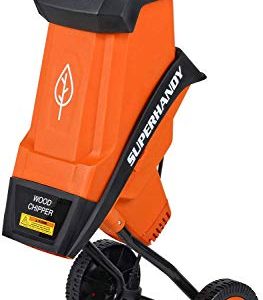 SuperHandy Wood Chipper Shredder Electric Light DUTYONLY 1.5" (39mm) Max Wood Capacity 17:1 Reduction 15A 1800W 120VAC Dual Edge Blades for Fire Prevention & Firebreaks (Amazon Exclusive for USA)
