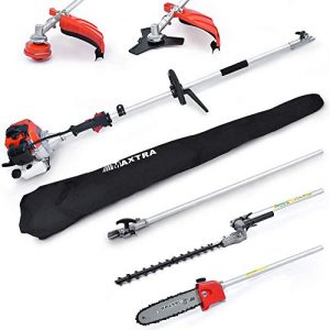 MAXTRA 42.7cc 2-Cycle Multifunctional 4 in 1 Cordless Garden Tree Trimming Set 8.2 to 11.4 Foot Extendable Gas Hedge String Trimmer Pole Saw Brush Cutter Tool Kits with Carry Bag
