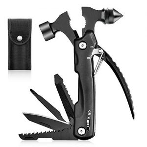 Allnice Survival Multitool 14 in 1 Stainless Steel Multi Tool with Safety Hammer Emergency Escape Tool Survival Kit with Bag Gifts Present for Dad Men Camping Outdoors