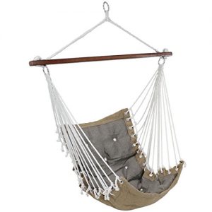 Sunnydaze Tufted Victorian Hammock Chair Swing - Large Hanging Chair Seat for Backyard & Patio - Sturdy 300 Pound Capacity - Gray