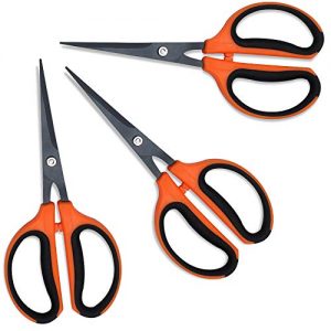 GROWNEER 3 Packs Trimming Scissors Teflon Coated Non Stick Blades Pruning Shears Gardening Hand Pruning Snips with Straight Stainless Steel Precision Blade