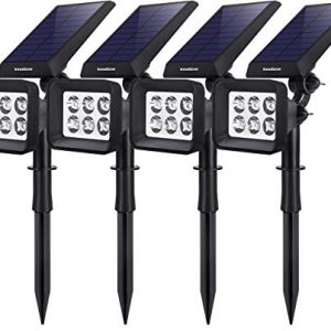 InnoGear Solar Lights Outdoor, 6 LED Solar Landscape Spotlights 2-in-1 IP65 Waterproof Auto On/Off Outdoor Lights Decorative Wall Light for Yard Garden Driveway Pathway Pool, Pack of 4 (White)