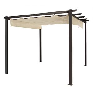 Palm Springs 10ft x 10ft Steel Pergola/Gazebo with Retractable Canopy Shades