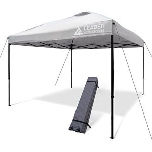 Leader Accessories Pop Up Canopy Tent 10'x10' Canopy Instant Canopy Shelter Straight Leg Including Wheeled Carry Bag, Silver