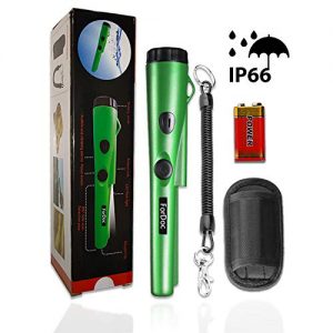 Pinpoint Metal Detector Pinpointer Waterproof - 2019 Fully Waterproof Design Metal detectors for Adults and Kids Green with Belt Holster