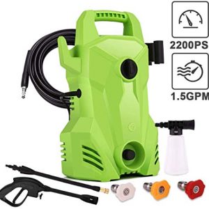 Homdox 2200 PSI Electric Pressure Washer,1400W 1.5 GPM Portable Electric Power Washer with 3 Quick-Connect Spray Tips