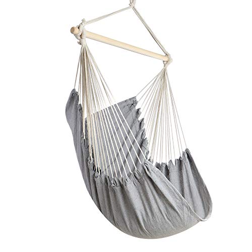 Chihee Hammock Chair Large Hammock Chair Relax Hanging Swing Chair Cotton Weave for Superior Comfort & Durability Perfect for Indoor/Outdoor Home Bedroom Patio Deck Yard Garden