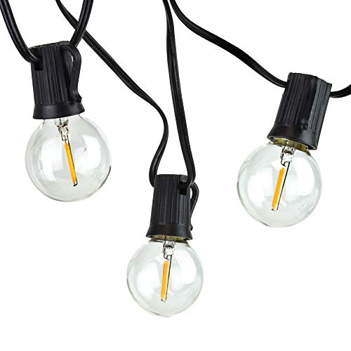 Newhouse Lighting PSTRINGLED50 Foot, 50 Socket Indoor/Outdoor String 55 LED Globe G40 (5 Free Bulbs Included), Wedding Lights, Decorations for Patios, Porches, Backyards, Decks, Bistros, Black