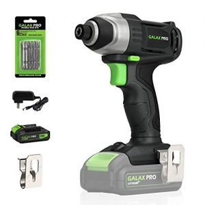 Impact Driver, GALAX PRO 20V Lithium Ion 1/4" Hex Cordless Impact Driver with LED Work Light, 6pcs Screwdriver Bits, Variable Speed (0-2800RPM)- 1.3Ah Battery and Charger Included