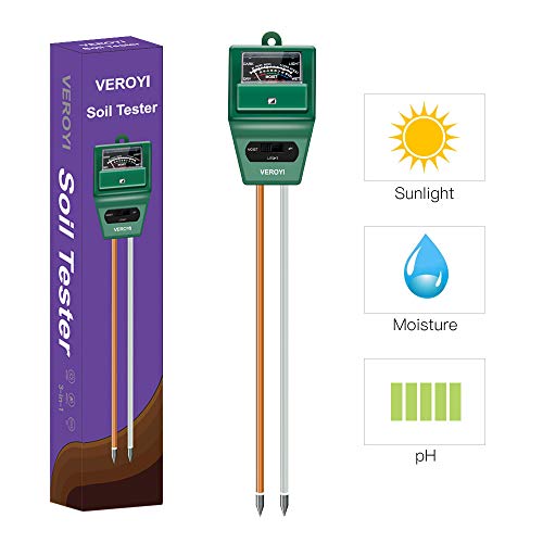 Veroyi Soil pH Meter, ST02 3-in-1 Soil Moisture pH Light Tester for Home, Garden, Lawn, Farm, Indoor Outdoor Plants (Green)