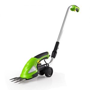 SereneLife Upgraded Hedge Trimmer Shears - Cordless Electric V2 - Push Grass Cutter W/ 3.6V Rechargeable Battery - Adjustable Height and Changeable Blade Hedge Shrubber - PSLGTM30