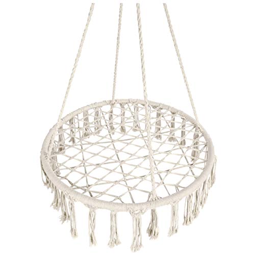 Best Choice Products Handwoven Cotton Macrame Hammock Hanging Chair Swing for Indoor & Outdoor w/Fringe Tassels - Cream